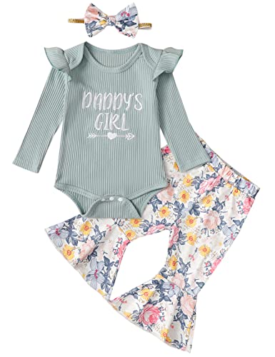 Image of Singcoco Newborn Girl Clothes Baby Floral Outfit Daddy's Girl Bodysuit