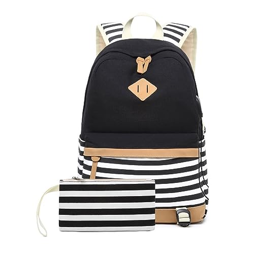 Mochila Escolar Leve Resistente Saída Usb Masculino Feminino Bolsa Feminina Com Estojo Para Escola Passeio (Preto)