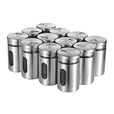 GREENSAPPIRE 12 Stück Gewürzgläser Set aus Glas mit Edelstahl, Gewürzflaschen für Küche, Camping & Grill