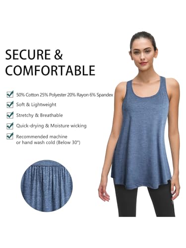 Image of Cestyle Womens Sleeveless Scoop Neck Flowy Loose Fit Workout Shirts Racerback Long Tank Tops