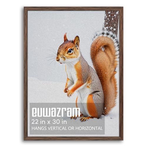 Rustic Walnut 22x30 Frame - Single Frame, 22 x 30 Poster Frame for Artwork, Puzzles, Photos and Movie Posters Picture Frames