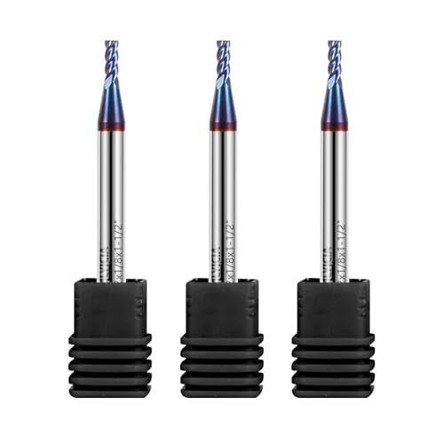 Image of 3PCS 3 /32 inch Tungsten Carbide End Mill Set with Nano Coated, 4 Flute Micro-Grain Endmills CNC Milling Cutter Bits for Stainless Steel - HRC65