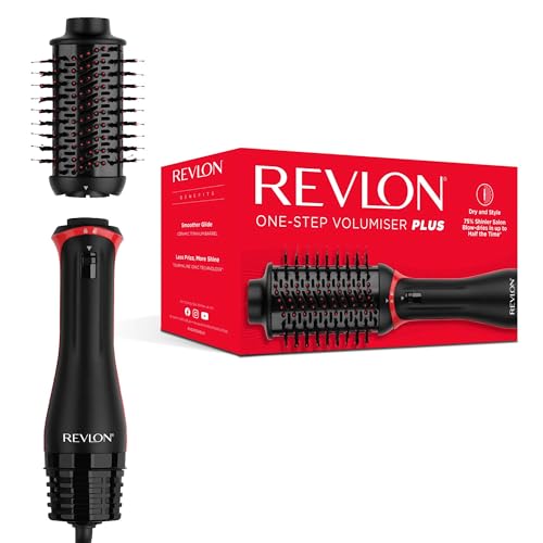 Revlon One-Step Volumiser Plus (Patented Detachable Head Ceramic Titanium Barrel Nylon Styling Bristles with Activated Charcoal Pins Tourmaline Ionic Technology) RVDR5298UK