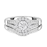TJC Moissanite Stackable Ring for Women in Platinum Plated 925 Sterling Silver Size L Metal Wt. 3.7 Grams
