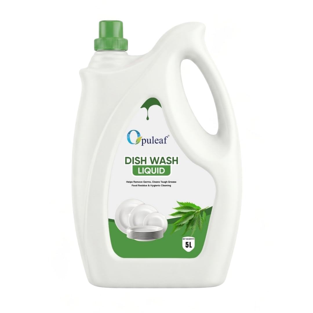 Dishwashing Liquid with Lemon, Orange, Neem Variants | Powerful Grease Removal, Rich Foam, Gentle on Hands for Daily Kitchen Cleaning | 5L (Neem, 5L)