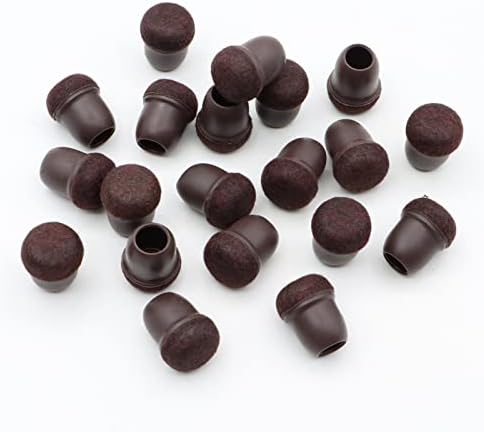 20PCS Chair Leg Floor Protectors ZOCONE Round Chair Leg Covers 0.55-0.75in Small Brown Table Feet Covers with Wrapped Felt Anti-Slip Chair Leg Caps Silicone Chair Leg Protectors-No Scratches No Noise