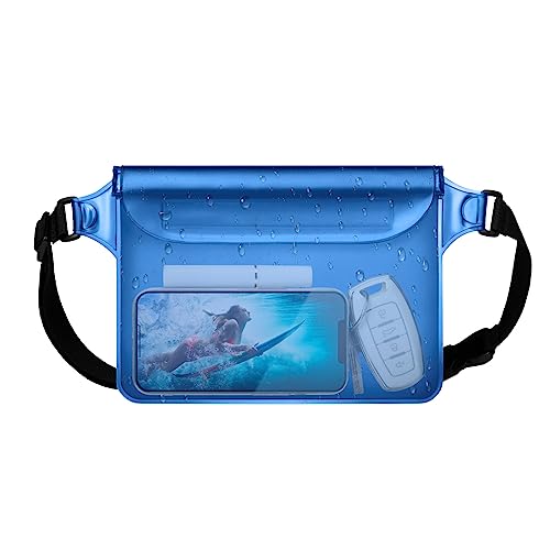 Image of F-color Waterproof Fanny Pack - Waterproof Pouch, Beach Cruise Essentials | Adjustable Waist Strap, Triple Zipper Roll-Top Dry Bag for Phone, Keep Passport Valuables Dry for Beach Kayaking Boating