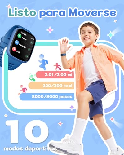 TICTIKY Reloj Inteligente para niños con localizador GPS (Solo iOS), Reloj Deportivo con Contador de Pasos y Monitor de sueño, Resistente al Agua IP68, Juegos de Rompecabezas, para niños 5-12 años - imagen 3