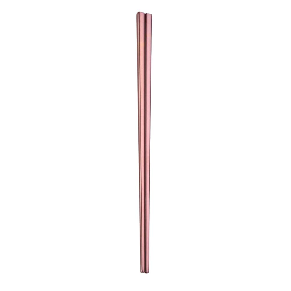 1 Pair Portable Stainless Steel Reusable Chopsticks Rainbow Color Metal Chopsticks High Temperature Resistant Chopsticks for Kitchen Dinner Rose Gold