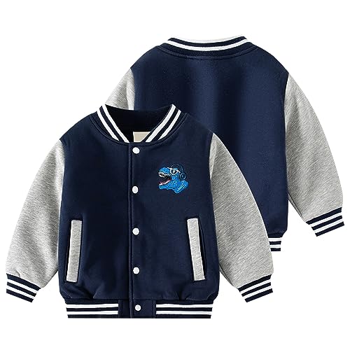 Light Winter Jacket Toddler Boys' Fall And Winter Padded Cartoon Dinosaur Pattern Long Sleeve Button Linking Kids4