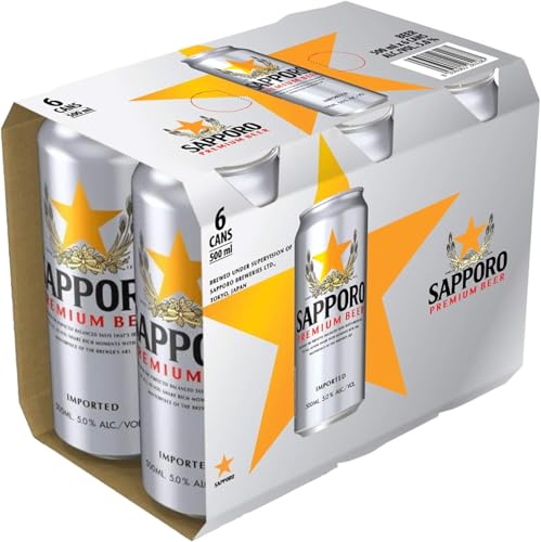 Sapporo Premium Beer Canned 6 x 500ml [Deposit]