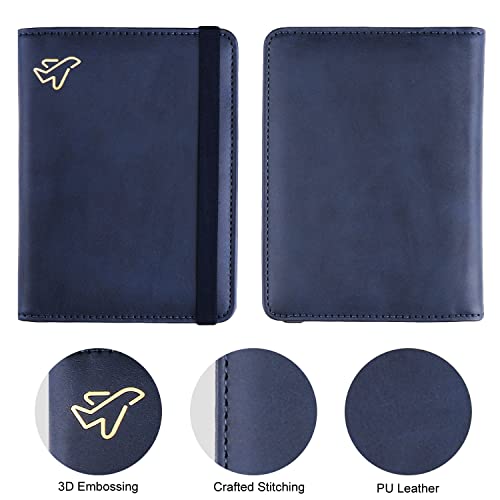 Image of WALNEW Passport Holder for Travel, RFID Passport Cover Wallet for Women Men, PU Leather Passport Book Card Holder Case with Pen, Travelling Essentials for Flying