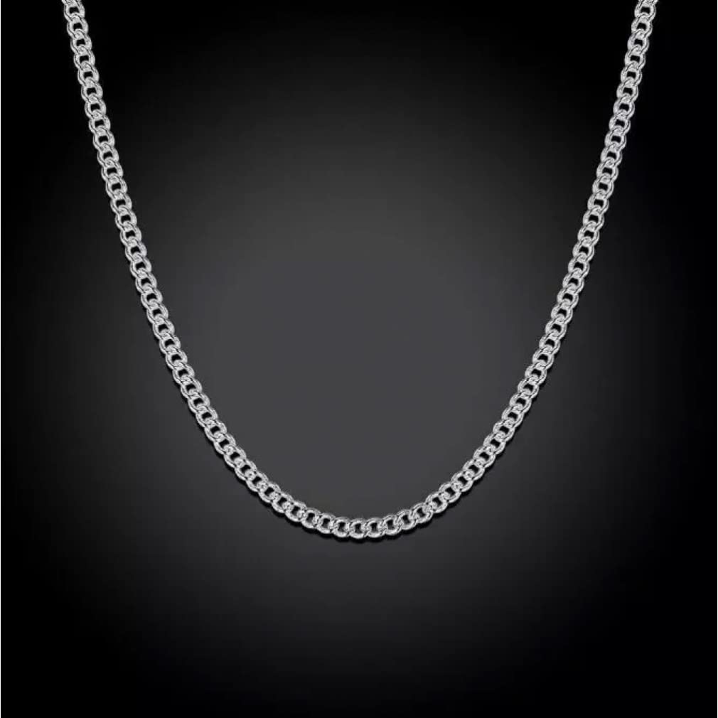 Cadena Lateral de 0.079 in para Mujer, Plata de Ley 925, 16.0 in, 18.0 in, 20.0 in, 22.0 in, 24.0 in, Collares de Abalorios Cortos y Largos