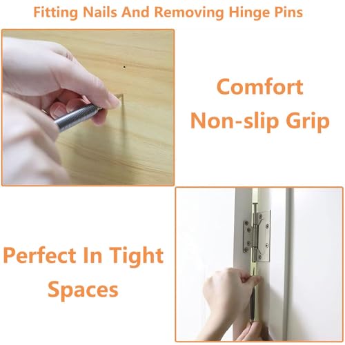 2Piece Dual Head Combo Nail Setter, Double Ended 3/32?& 1/16?Spring Nail Set, 3500 PSI Striking Force Hammerless Nail Set Punch for Metal, Plastics, Glass, Wood