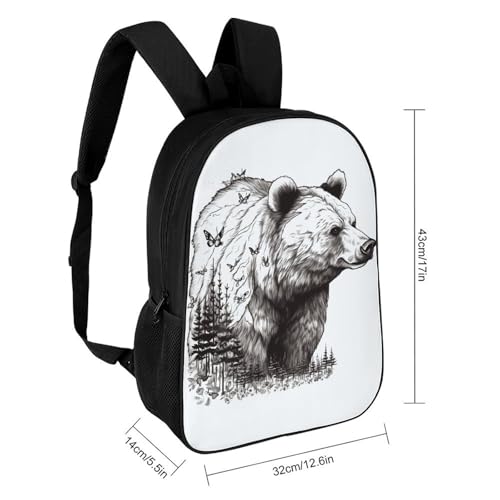 Sac à dos portable 17 pouces durable en toile légère renforcée avec illustration ours