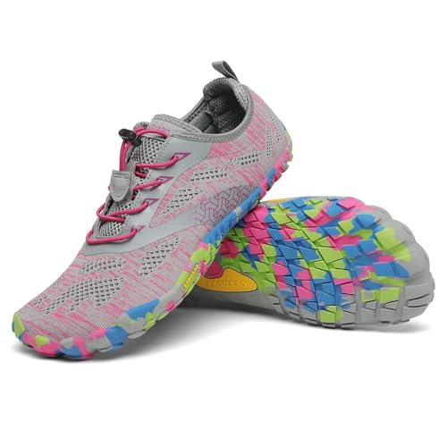 SAGUARO Damen Barfußschuhe Leight Bequem Zehenschuhe Minimalistische Herren Gymnastikschuhe Atmungsaktiv rutschfest Sportschuhe Rosa 36 EU