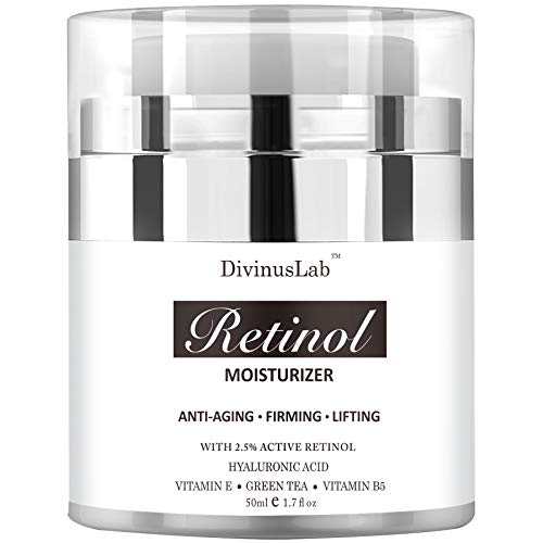 DivinusLab Retinol Moisturizer Cream - Anti Aging Face and Eye Formula - with Hyaluronic Acid, Retinol, Jojoba Oil, Vitamin E Extracts - Best Day and Night Anti Wrinkle Cream for Men and Women 1.7 oz