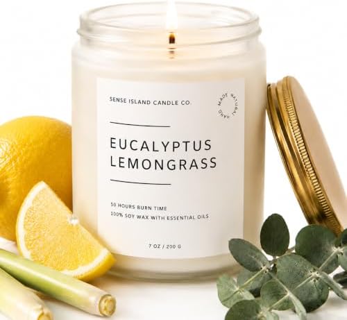 Eucalyptus Lemongrass Scented Candle with Citronella Essential Oil