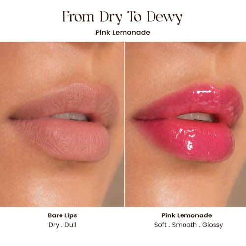 Image of Milagro Beauty Gloss Lip Balm | Hydrating Glossy Lip Glaze Stick | Jojoba Oil & Shea Butter - Non-Sticky Shine, Peptide-Infused Formula (Pink Lemonade)