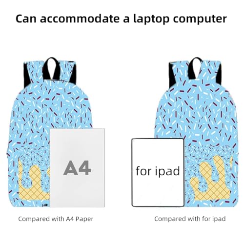 Ice Cream Backpack Kawaii Shoulder Bag Casual Cute Large Capacity Daypack Lightweight Backpacks,with Side Pockets,for Unisex (baby blue)3