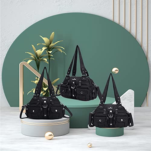 Image of Angel Kiss Hobo Crossbody Purses for Women Shoulder Bag Multipocket Soft Hobo Purses Removable Strap Leather Handbags
