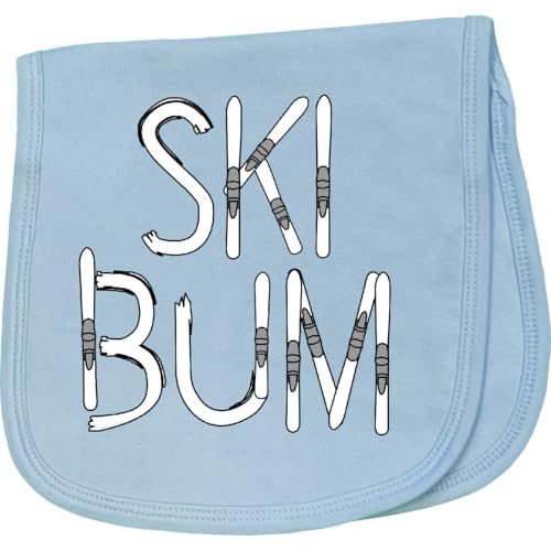 inktastic Ski Bum Baby Burp Cloth Light Blue 33276