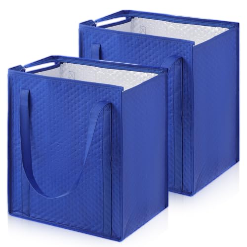 Caeuiciw 4 Pcs Insulated Grocery Bags with Zippered top Frozen Food Shopping Groceries Travel Insulated Tote Cooler Thermal Bags