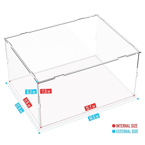 Image of Choowin Acrylic Display Case for Lego Typewriter 21327, Razor Crest 75292, Central Perk 21319, Iron Man 76125 - Thickened Clear Acrylic Display Box for Collectibles - Dustproof, Assemble, White Base