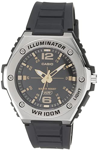Image of Casio Illuminator Men's Quartz Sport Watch with Black Resin Strap Heavy Duty Metal Bezel Model: MWA100H-1A2V Silver-Tone