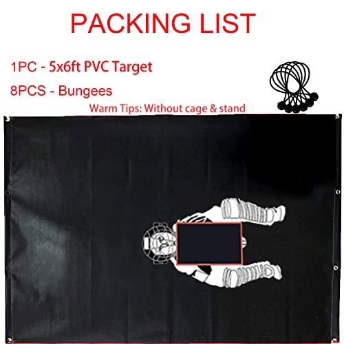 Supvetion Baseball Backstop With Strike Zone Vinyl Baseball Batting Cage Backstop With Catcher Image Baseball Softball Pitcher Training Equipment Aid For Batting Hitting Pitching(5 X 6 Ft) #TOP2