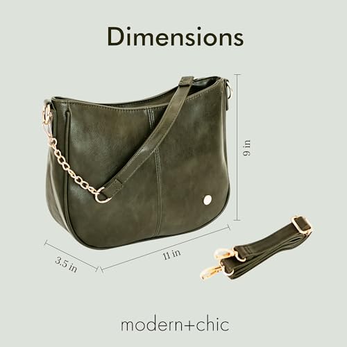 Image of Modern+Chic Crossbody Bags for Women - Marissa Saddle Crossbody, Vegan Leather Shoulder or Handbag with Two Adjustable Straps