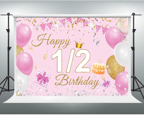 YongFoto Happy 1/2 Birthday Backdrop 5x3ft Fondos Fotográficos miniatura 3