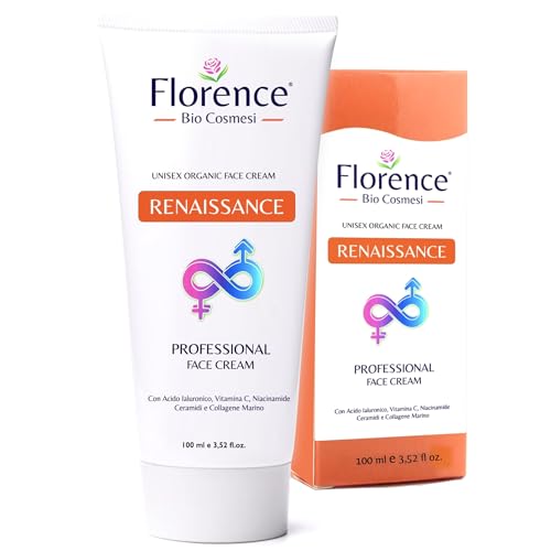Florence 100 Ml. Bio Crema Viso Acido Ialuronico Antirughe, Antietà E Antimacchia Per Donna E Uomo. Crema Idratante Viso Vitamina C E Retinolo Anche P