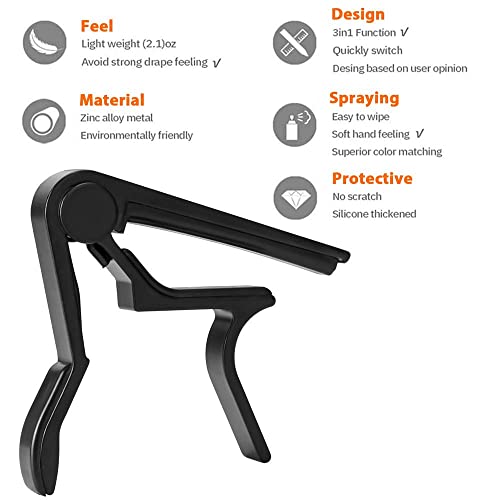 Guitar Capo,Capo For 6-String Acoustic And Electric Guitars, Bass,Mandolin, Ukulele, Black Guitar Capo (Black) #TOP4