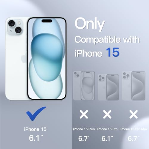Image of JETech Matte Cover Case for iPhone 15 6.1-Inch, Shockproof Military Grade Drop Protection, Frosted Translucent Back Phone Cover, Anti-Fingerprint (Bright Blue)