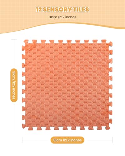 Image of 12 Set Sensory Tiles - Floor Textured Sensory Mats, Interlocking Sensory Rug Sensory Toys for Autistic Children Kids Baby Toddler, Tactile Play and Fidgeting Activity for Autism Sensory Room