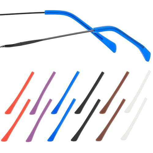 Weight Loss ANATTASOUL Eyeglass End Tips, 12 Pairs Silicone Anti-Slip Ear Sock Pieces Tube Sleeve Eyewear Soft Replacement Tips ONLY for Thin Slim Flat Wire Eyrglass Sunglasses Legs - 6 Colors