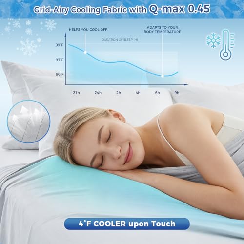 EMME Cooling Blanket for Hot Sleepers, Ice Cold Q-Max 0.45, 152x203 cm Lightweight Breathable Blanket for Bed Couch Travel, Double-Sided Cool Touch, Night Sweats Relief, Light Grey - Image 4