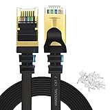 Cat 7 Ethernet Cable 100 ft Shielded, VANDESAIL Long Flat LAN Network Cable Cat7, RJ45 Internet Cord...