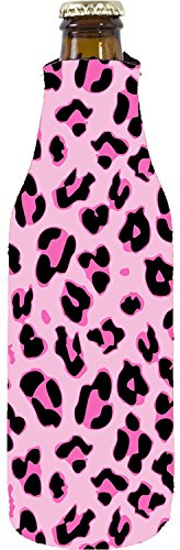 Leopard Print Beer Bottle Coolie (1, Pink)