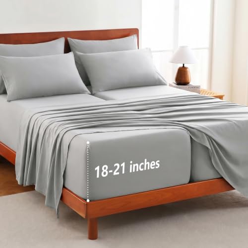 Image of CozyLux 7-Piece Split King Sheets, Fits 18-21 Inch Mattresses, Oeko-TEX
