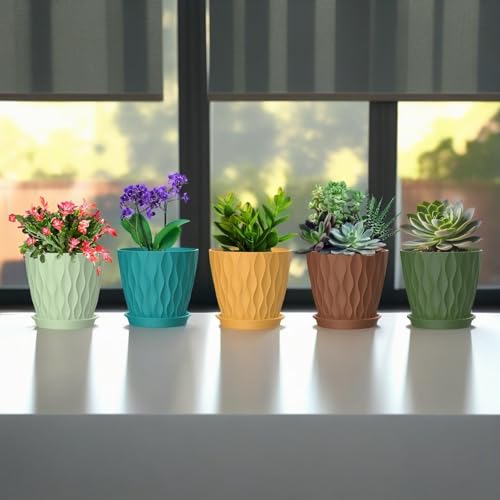 4 Inch Plant Pots, 6 Pack Indoor Flower Pots, Planters with Drainage Holes and Trays for Orchids, Violets, Succulents, Herbs, and Other Plants,Corolful - Image 3