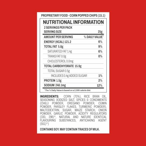 Image of BRB Corn Popped Chips | Popcorn & Nachos Upgraded | Not Baked. Not Fried. | Red Chili Chataka Flavour | 5 Packs X 48 Grams