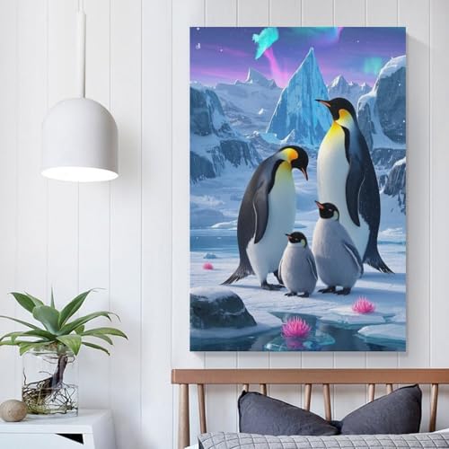 Cuadro en lienzo de pingüino para solucionar paredes frías en salones y pasillo 5