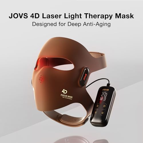 Image of JOVS Red Light Therapy Mask for Face, LED Light Therapy Mask with 4D Laser & FPT Narrow-Beam Technology, 6x More Powerful than LED, 660 /850 /940 /1064nm for Precision Anti-Wrinkle,Brown | JOVS Red Light Therapy Mask for Face