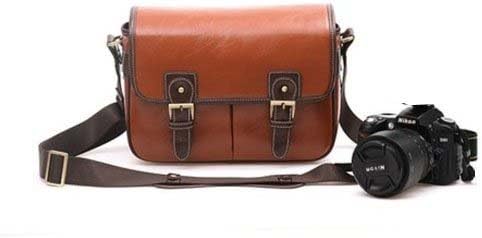 BV & Jo Large Waterproof Vintage PU Leather DSLR Camera Bag Cross Body Portable Case Compatible with DSLR with 2 lenses For Canon EOS 4000D 2000D,1300D,1200D,250D,200D,800D,750D 700D 650D,80D,77D 70D 7D 6D, Nikon D3500 D3400 D3300 D7200 D7500 D5600
