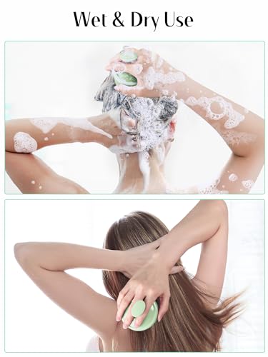 Image of HEETA Scalp Massager Hair Growth, Soft Silicone Scalp Scrubber Shampoo Brush for Exfoliation, Dandruff Removal Head Massage Stress Relax, Wet & Dry Use for Thick Thin Curly Hair Care, Lime Green