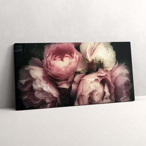 Grand Tableaux 120x60cm de roses roses pour une ambiance salon cosy