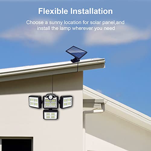 Solar Lights Outdoor Indoor Motion Sensor 198 Led Flood Lights Solar Powered Security Lights Outside Waterproof With 4 Lighting Mode Solar Detachable Lights For House - With Remote & Cord (2 Pack) #TOP5