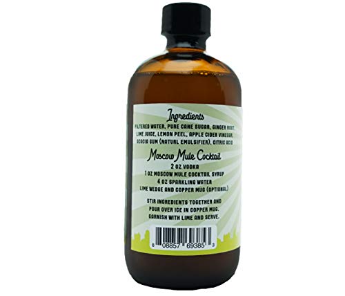 Barrel Roll Bar Essentials Cocktail Mixers - Moscow Mule Cocktail Mix - All-Natural Moscow Mule Drink Mix - USA Handcrafted Cocktail Syrups - Small Batch Cocktail Bitters w/ Real Cane Sugar - 8 Ounce - Thumbnail 2